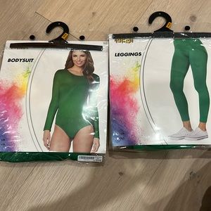 Green bodysuit & leggings. Great for Peter Pan costume